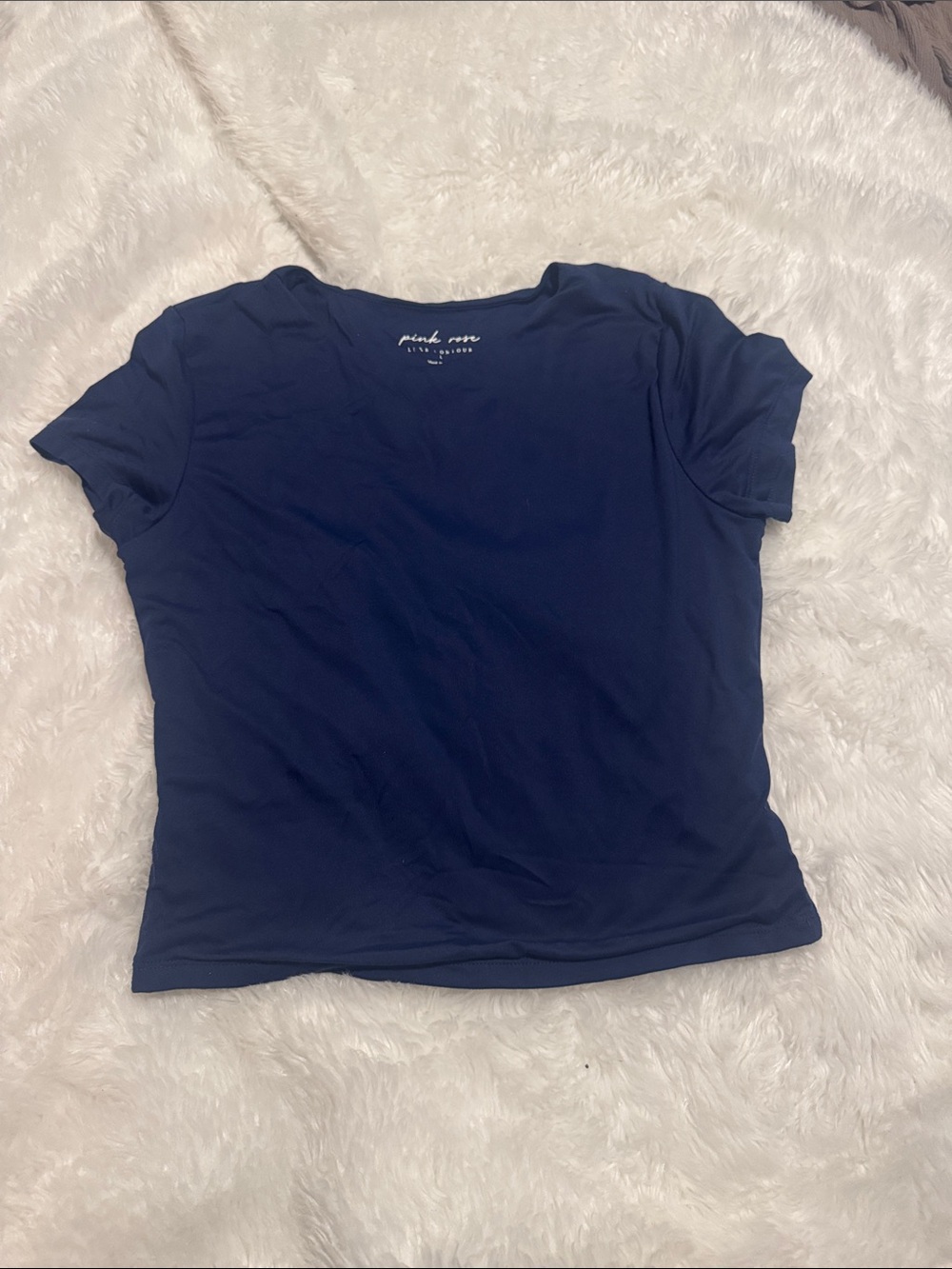 Pink Rose Navy Short Sleeve Crewneck Tee
